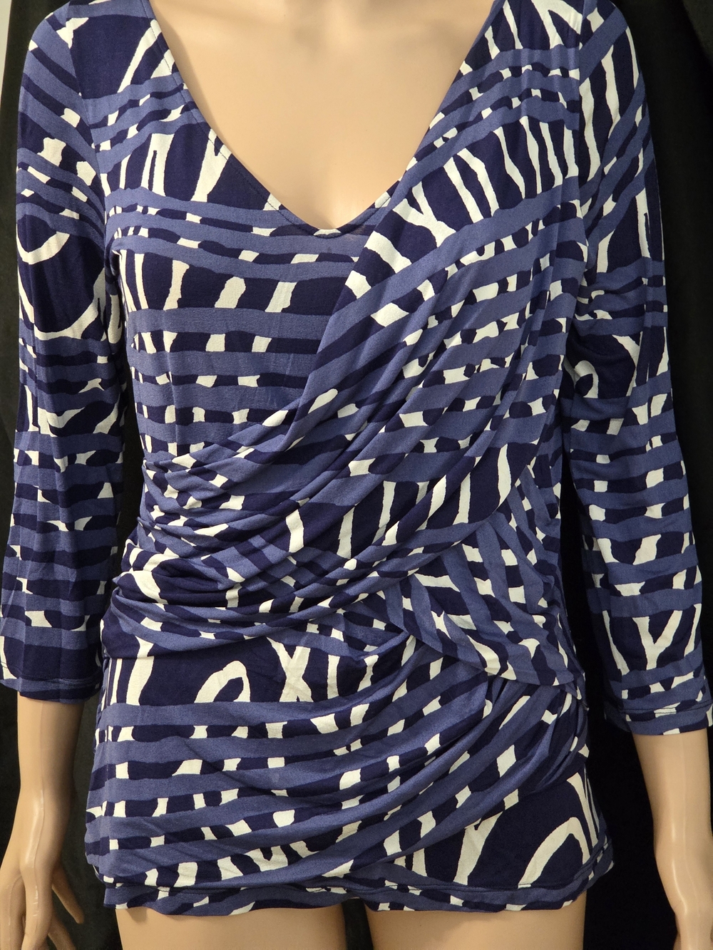 MaxMara Purple and White Printed Wrap-Style Blouse
